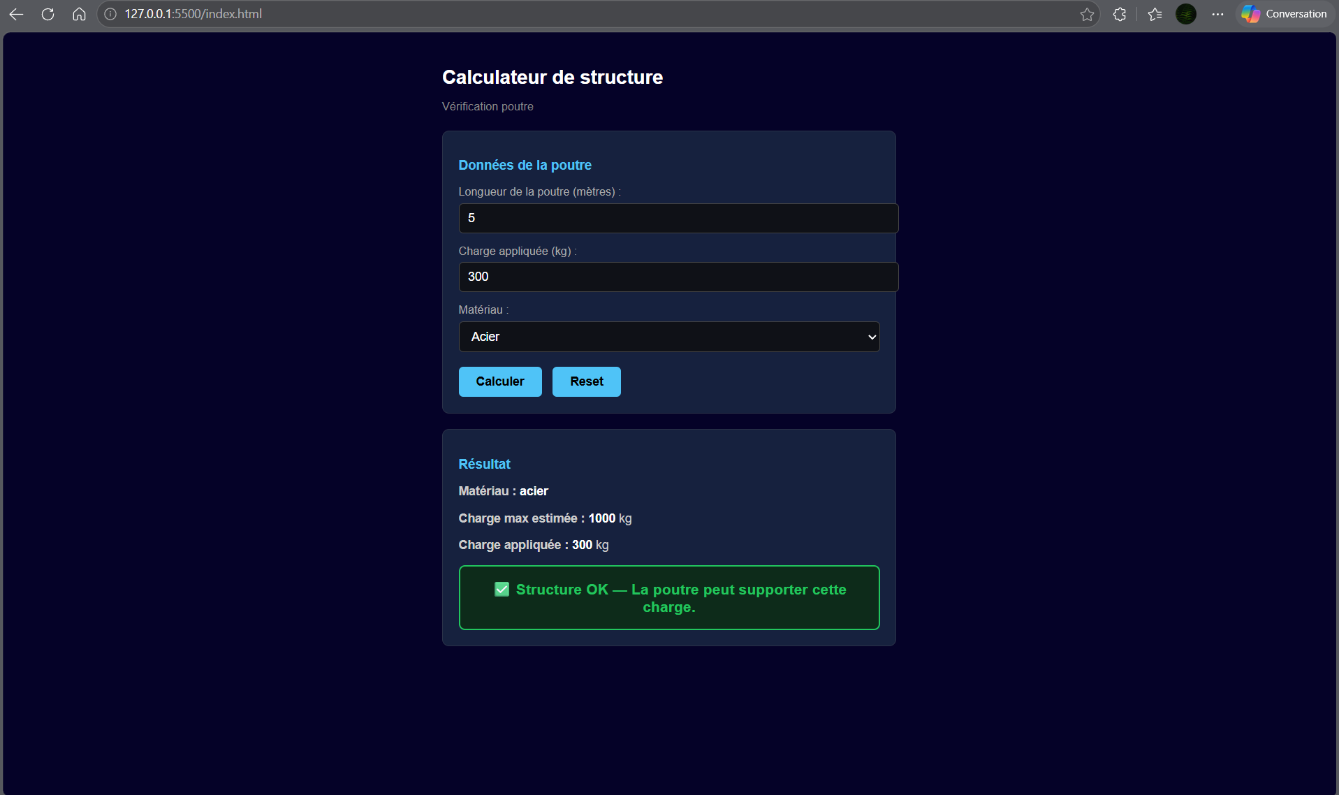 Calculateur acier
