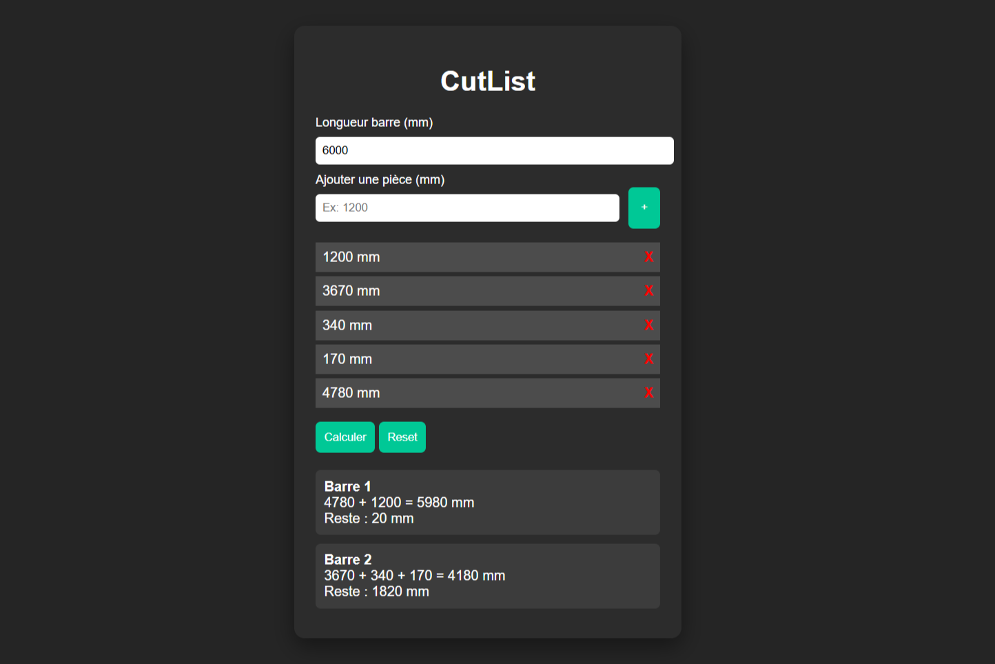 Cutlist - 3